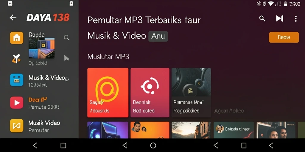 Tampilan antarmuka DAYA138 yang intuitif dan menarik untuk Pemutar MP3.