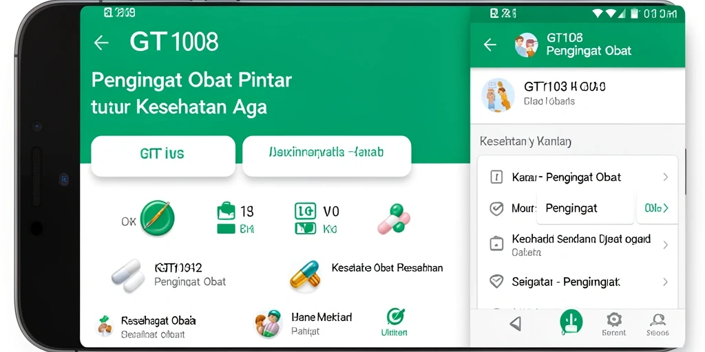Antarmuka pengguna intuitif dari GT108 untuk pengingat obat.
