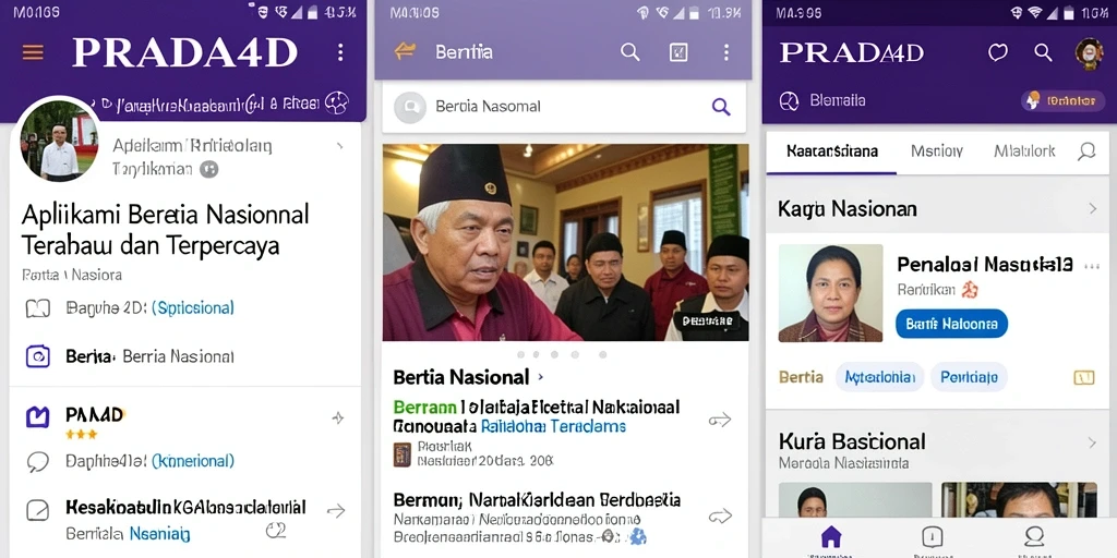 Antarmuka PRADA4D yang menampilkan berita terkini dengan jelas.
