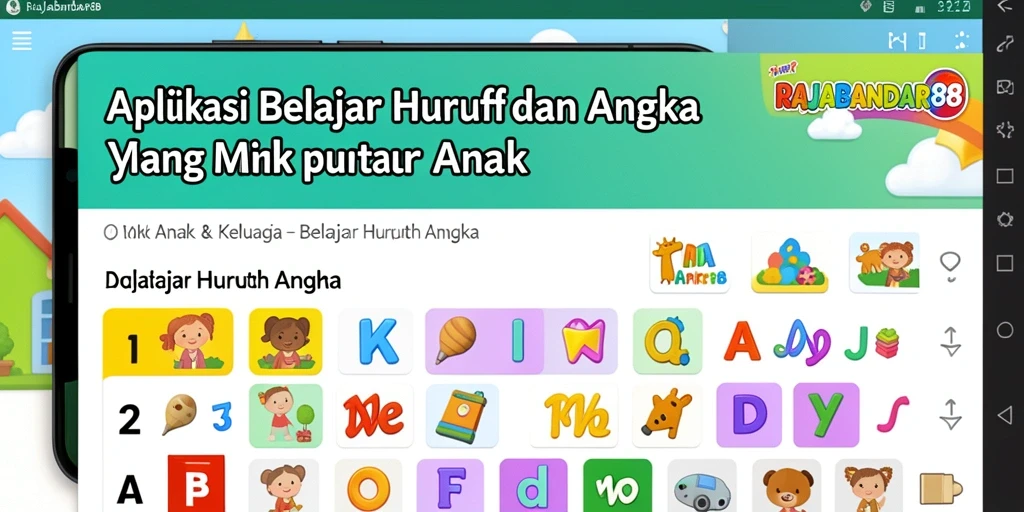 Antarmuka menarik untuk belajar huruf dan angka.